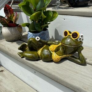 Playful Green and Yellow Frog Decor Accents